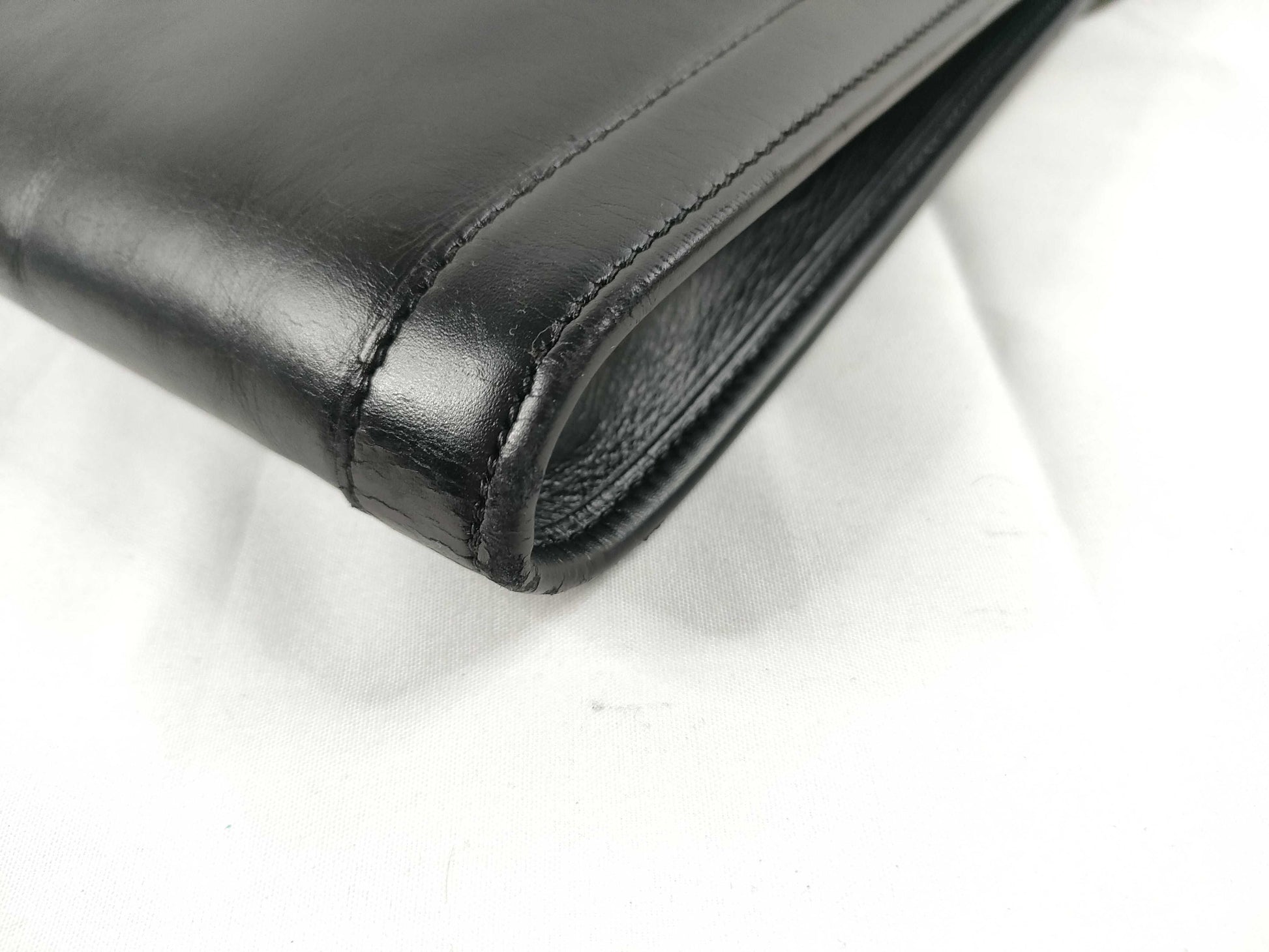 HERMES HERMES Jije GM Leather Clutch Bag Second Bag 〇P Engraved Black W34cm Clutch Bag