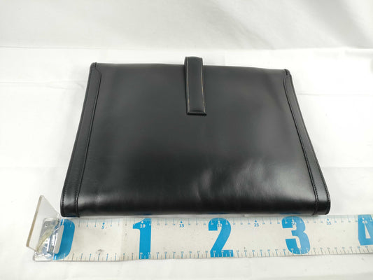 HERMES HERMES Jije GM Leather Clutch Bag Second Bag 〇P Engraved Black W34cm Clutch Bag