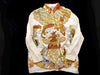 HERMES HERMES XL Cashmere Silk Scarf Knit Polo Long Sleeve Top