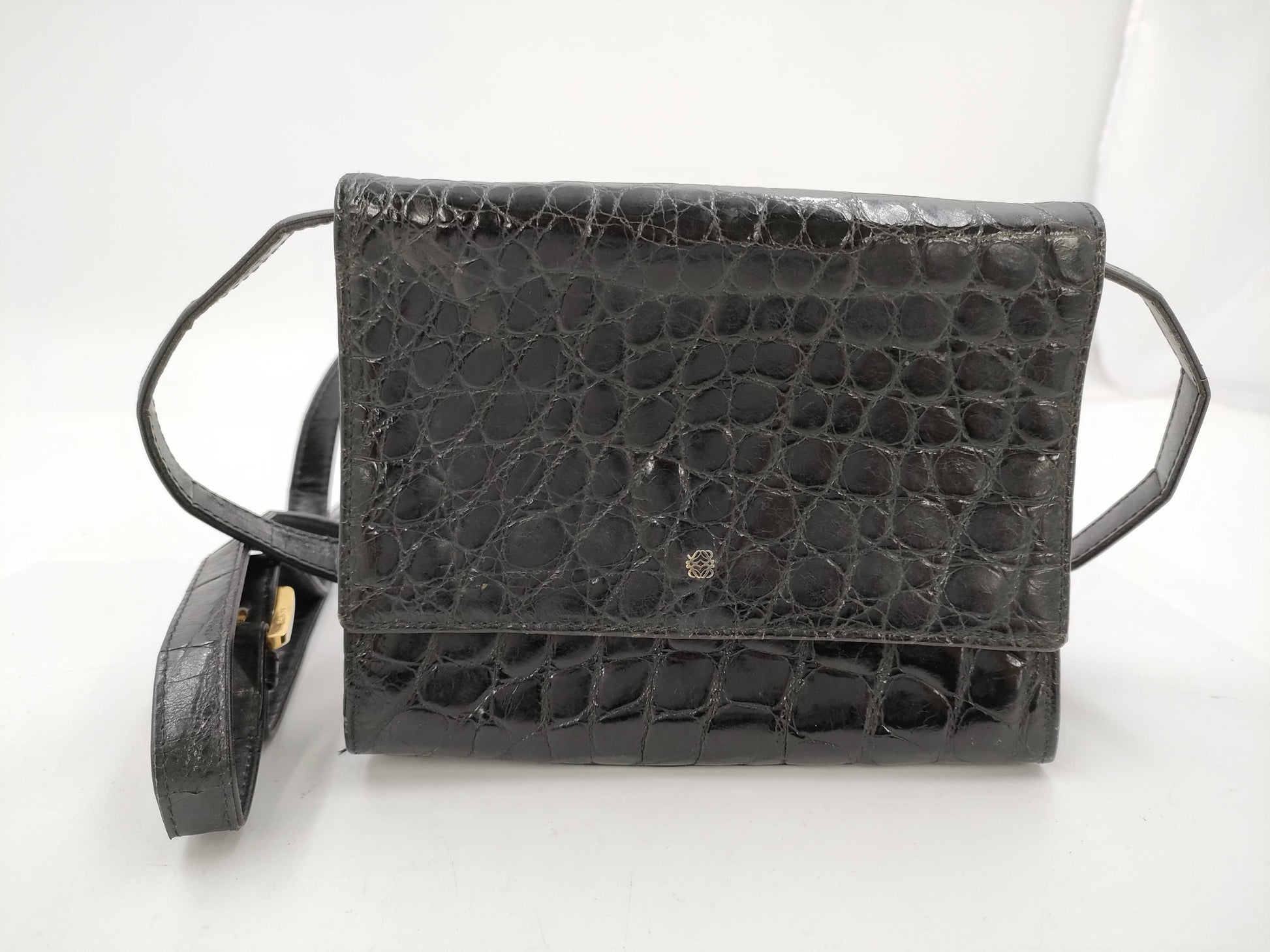LOEWE LOEWE Anagram Croco Shoulder Bag