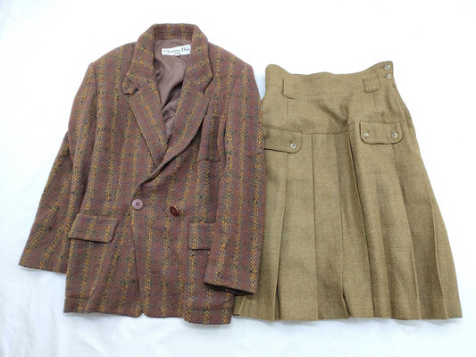 Dior Set Up Tweed Jacket Size L/Skirt Size M Jacket