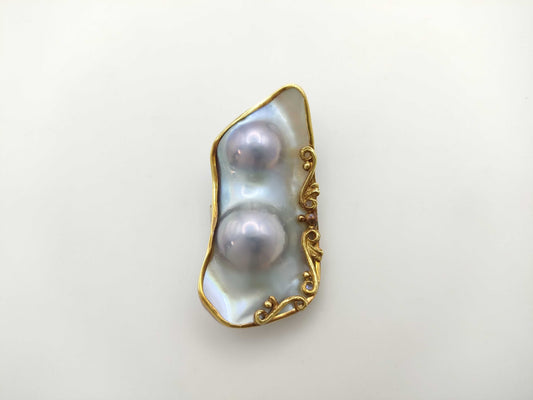 Mabe Pearl K18 21.8g Brooch