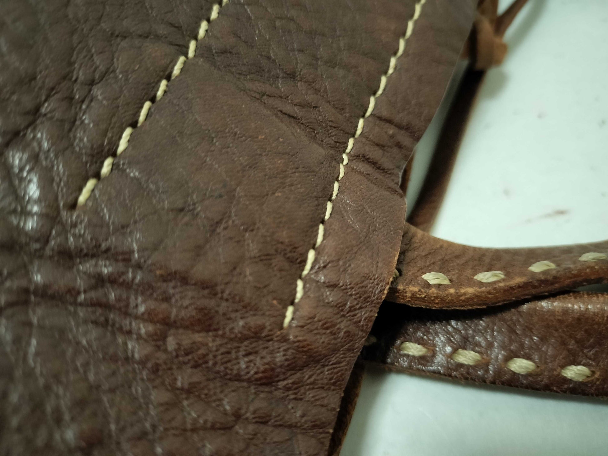 miu miu Archive Leather Stitch Tote Bag Brown Tote Bag with Pouch Tote Bag