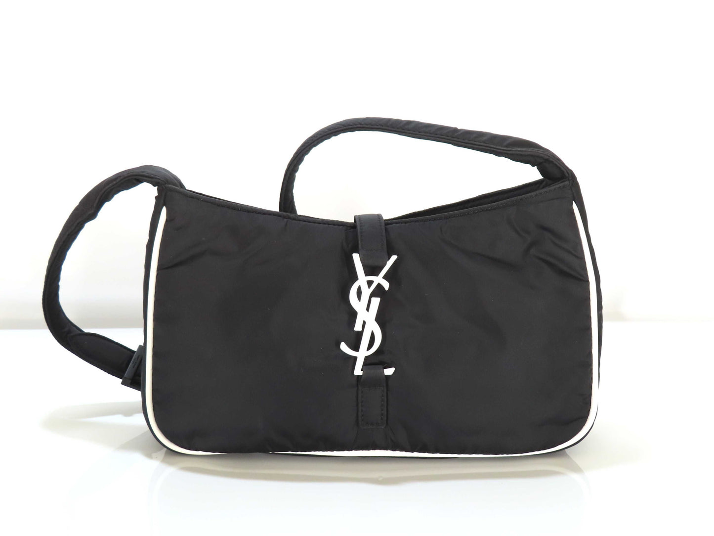 Yves Saint Laurent Nylon Shoulder Bag Black White Shoulder Bag