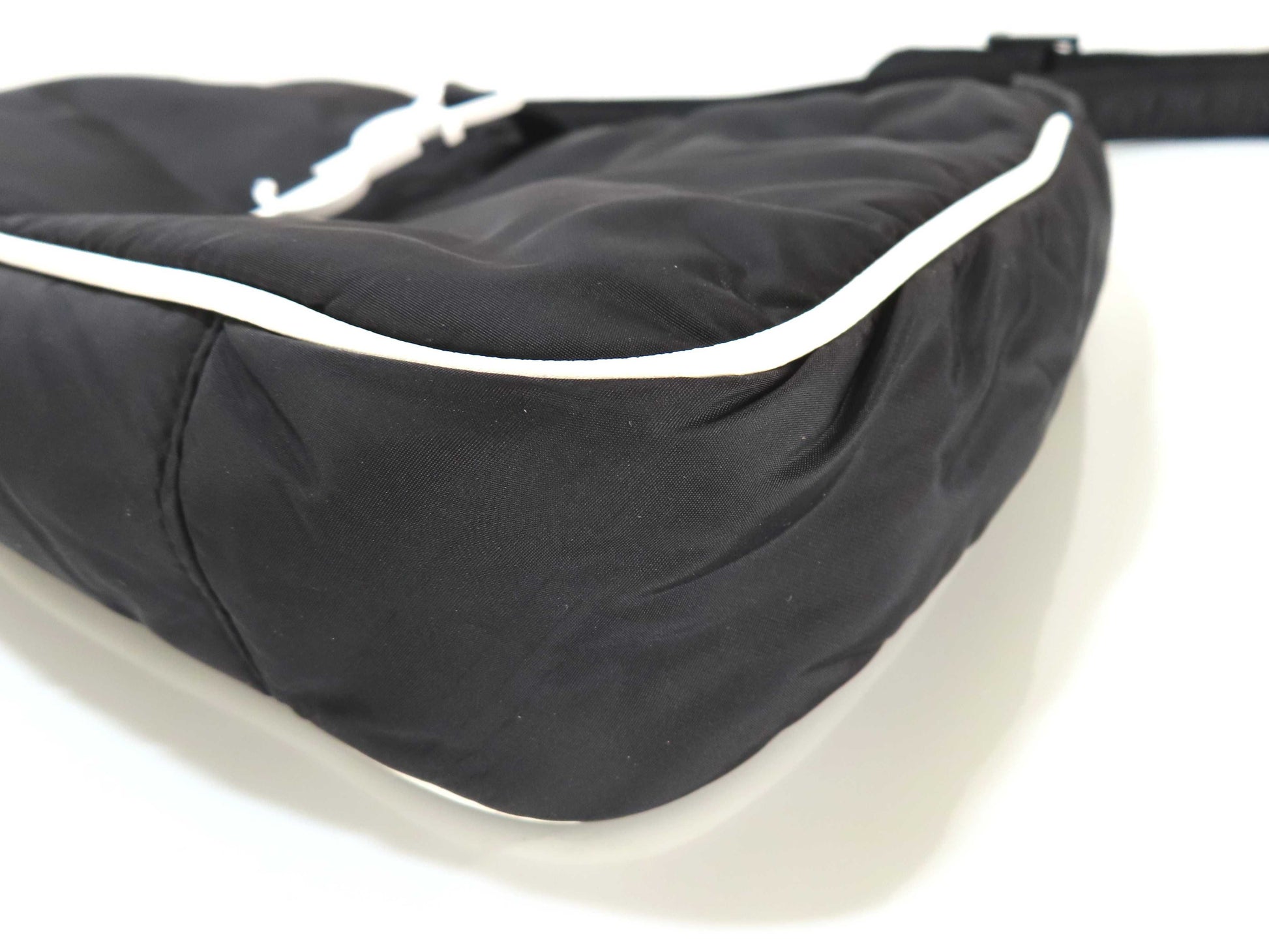 Yves Saint Laurent Nylon Shoulder Bag Black White Shoulder Bag