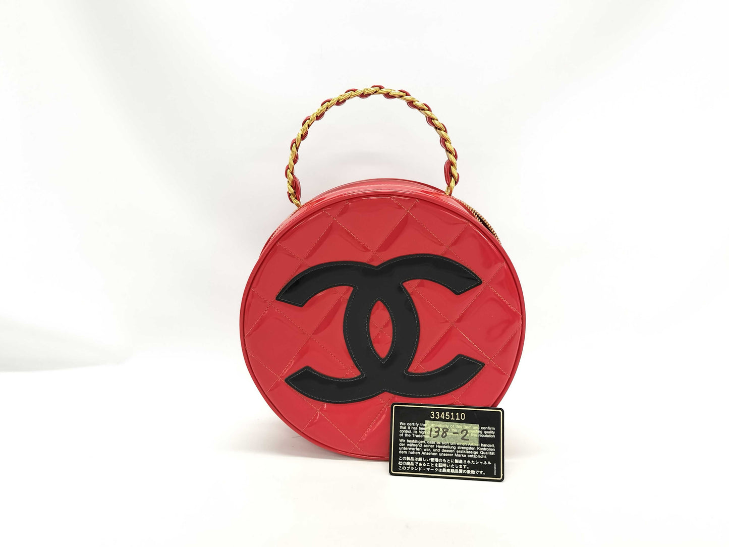 CHANEL Vintage Round Patent Red Vanity Bag, Extremely Rare, Series 3