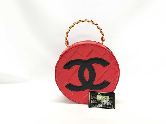 CHANEL Vintage Round Patent Red Vanity Bag, Extremely Rare, Series 3