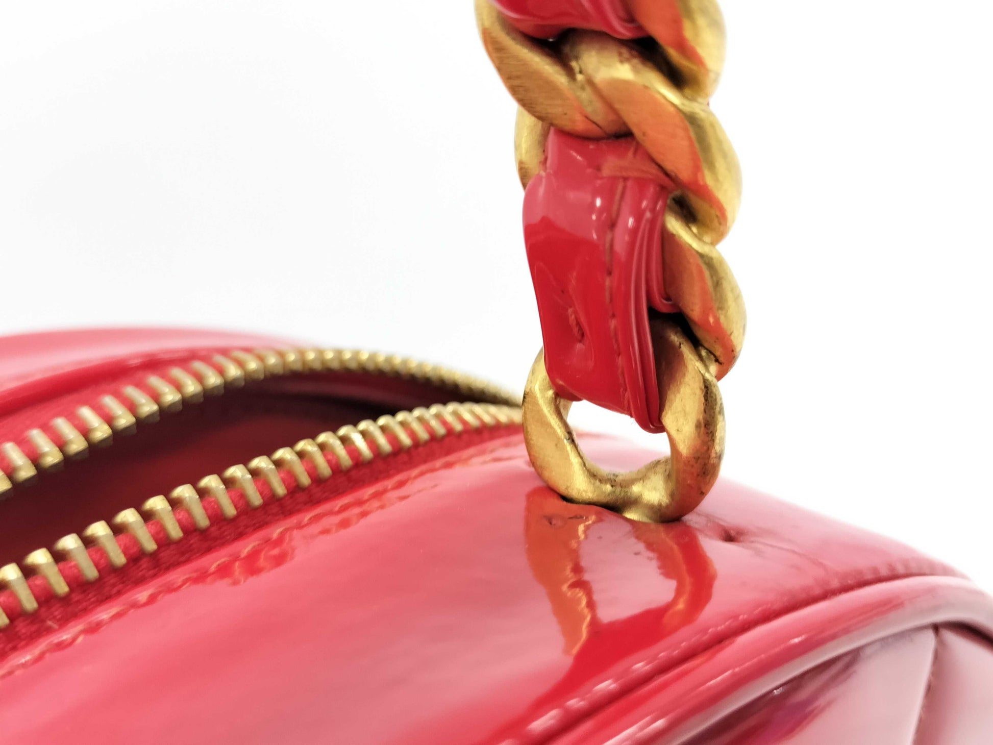 CHANEL Vintage Round Patent Red Vanity Bag, Extremely Rare, Series 3