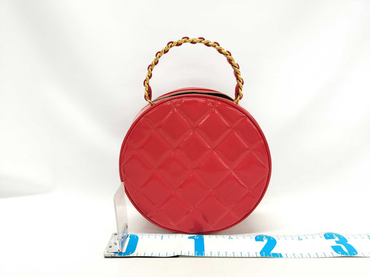 CHANEL Vintage Round Patent Red Vanity Bag, Extremely Rare, Series 3