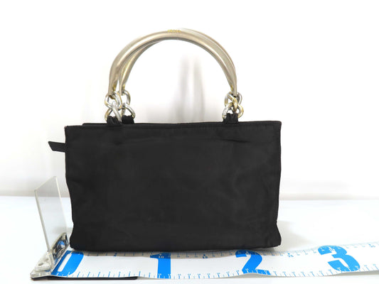 PRADA Nylon Tote Bag Small Metal Handle Tote Bag