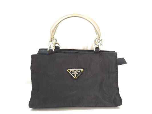 PRADA Nylon Tote Bag Small Metal Handle Tote Bag