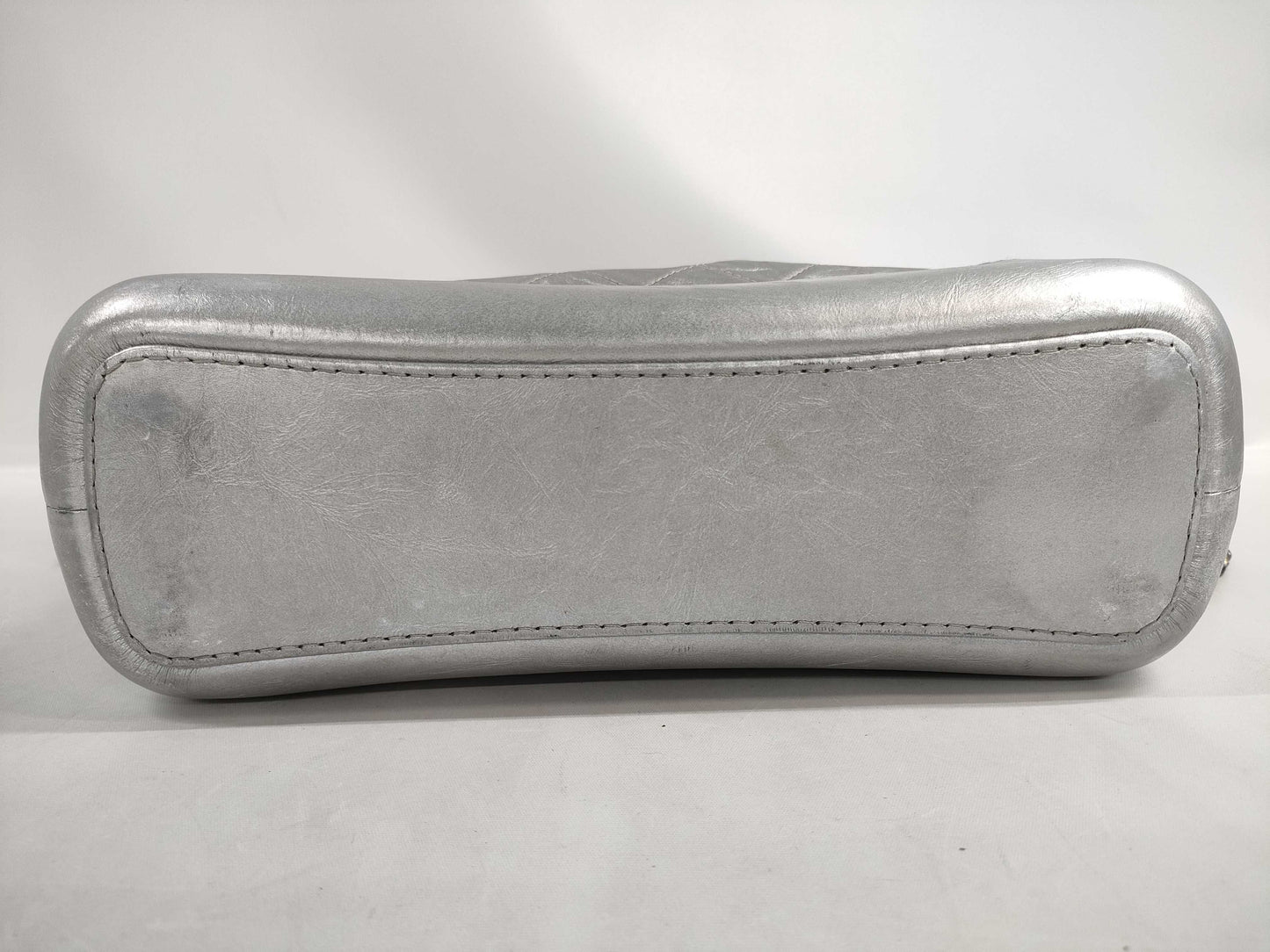 CHANEL Gabriel Chain Shoulder Bag in Silver Leather
