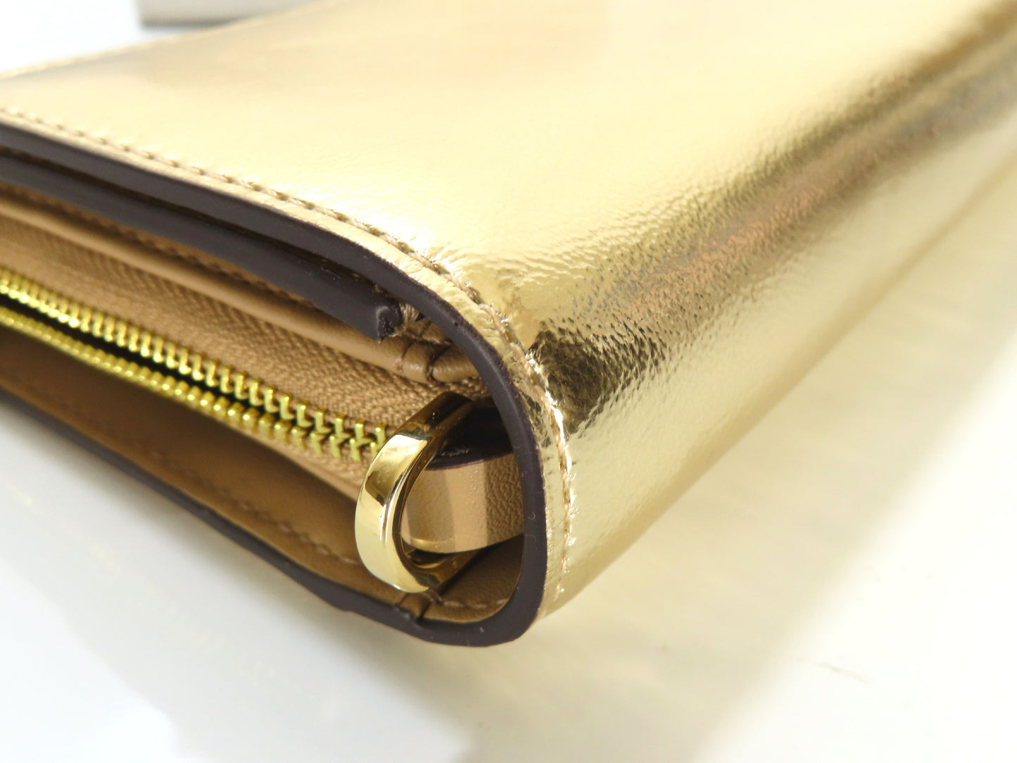 Michael Kors Jet Set Item Shoulder Wallet Pale Gold Leather Shoulder Bag