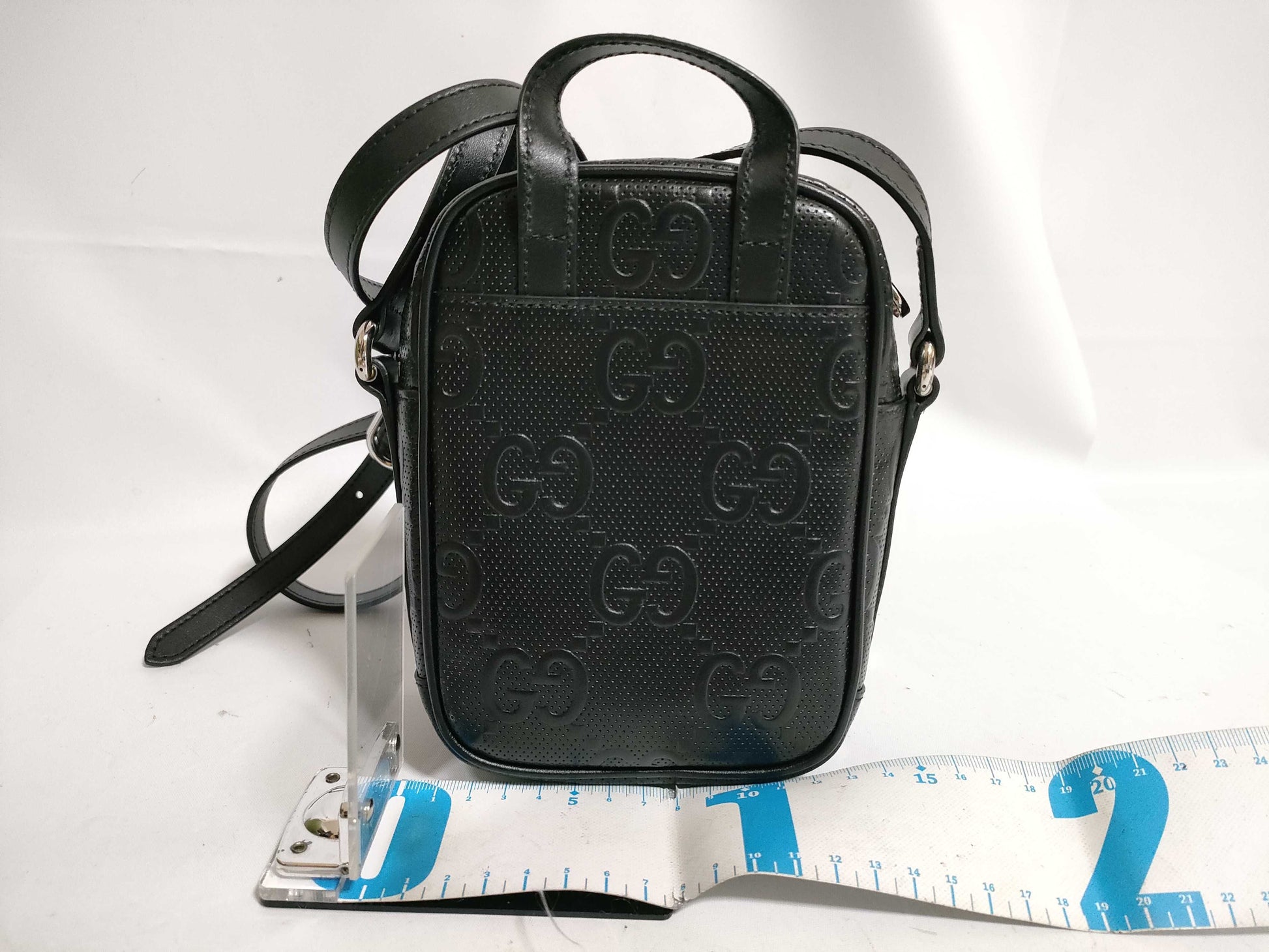 GUCCI Mini Shoulder GG Embossed Black 658553 Shoulder Bag