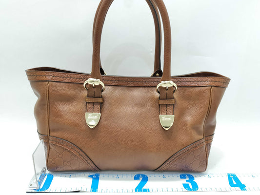 GUCCI Gucci Sima GUCCI GG Embossed Leather Bag Tote Bag