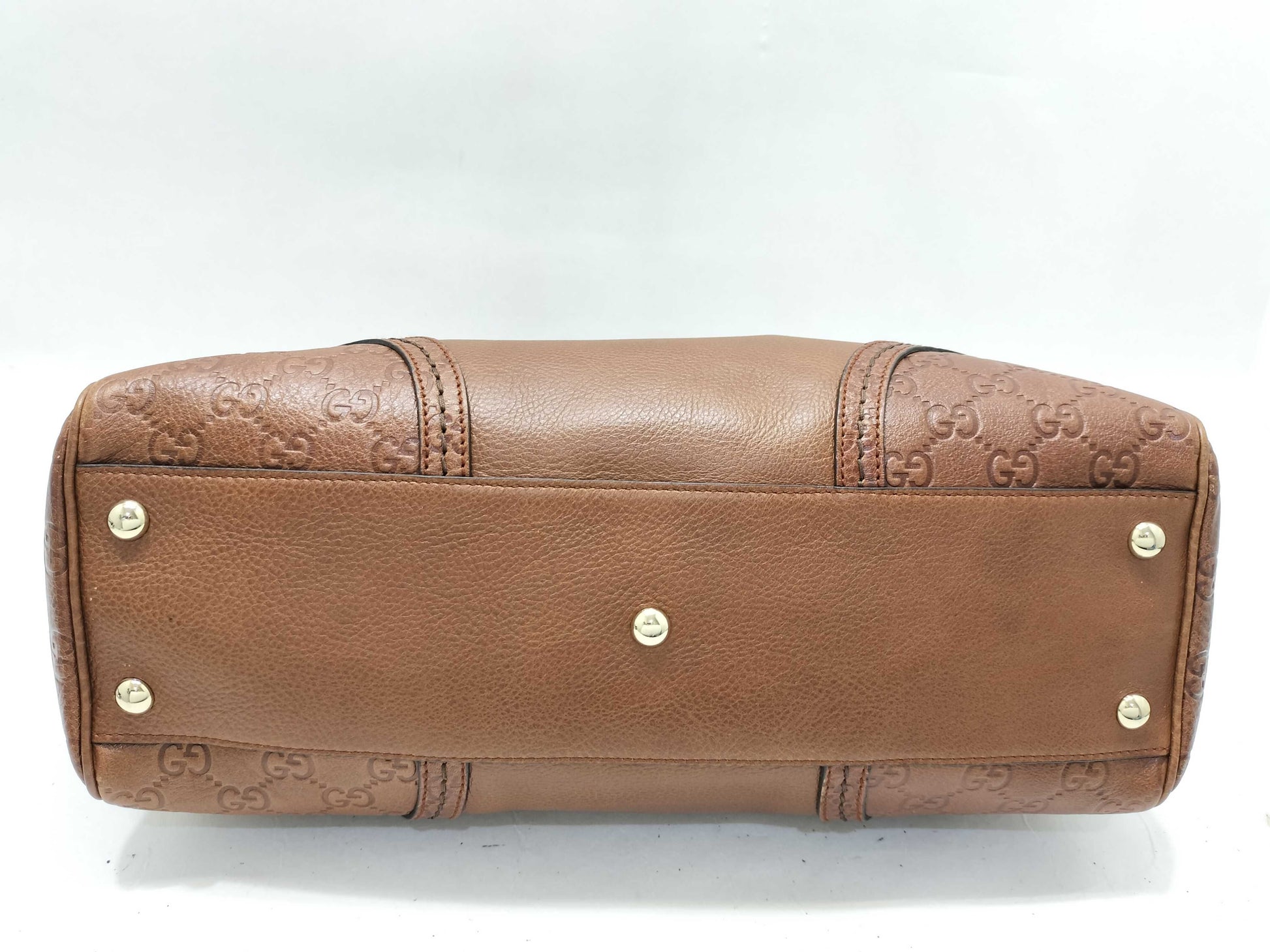 GUCCI Gucci Sima GUCCI GG Embossed Leather Bag Tote Bag