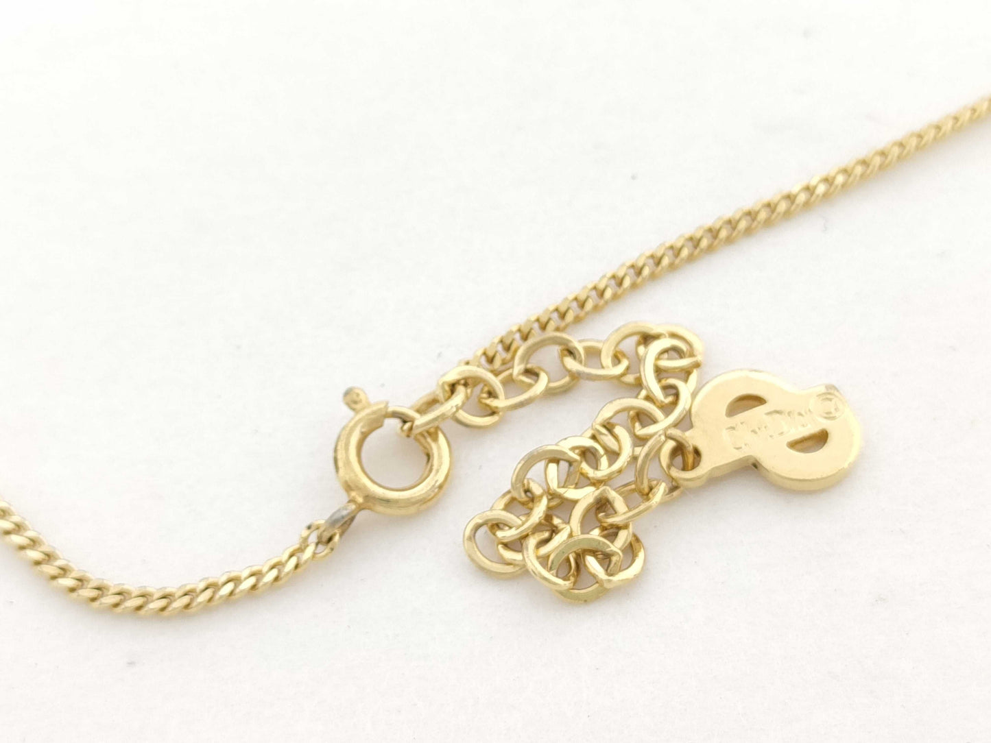 Dior CD Logo Rhinestone GP Gold 4.9g Necklace