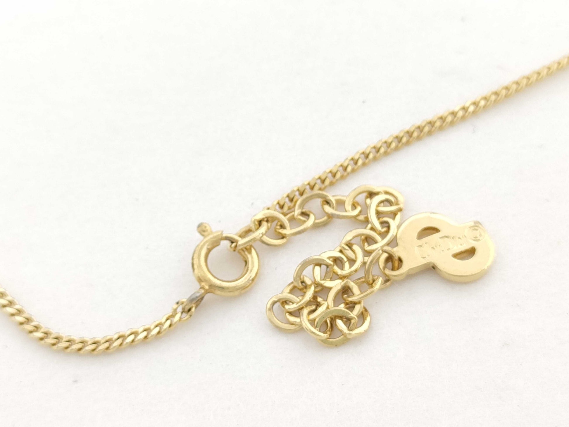 Dior CD Logo Rhinestone GP Gold 4.9g Necklace