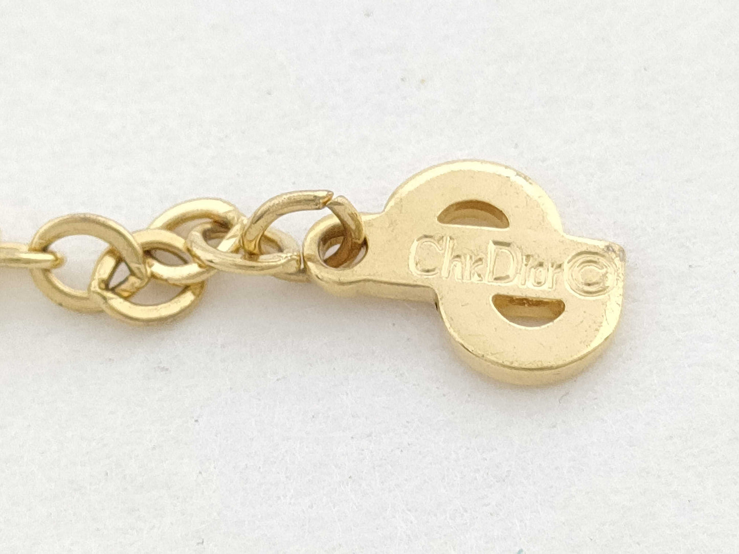 Dior CD Logo Rhinestone GP Gold 4.9g Necklace