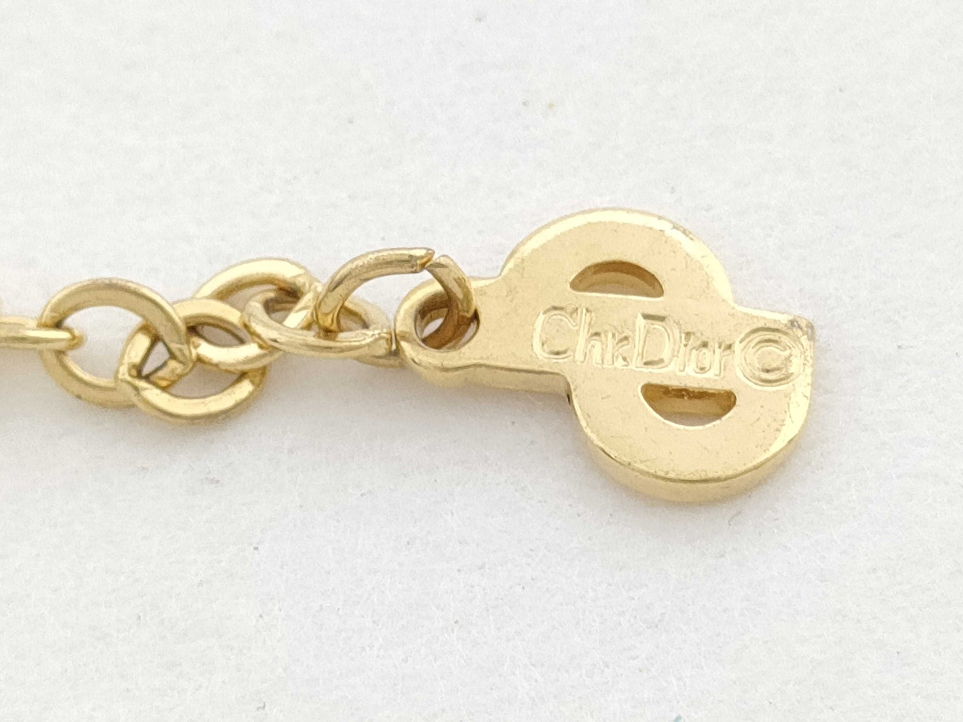 Dior CD Logo Rhinestone GP Gold 4.9g Necklace