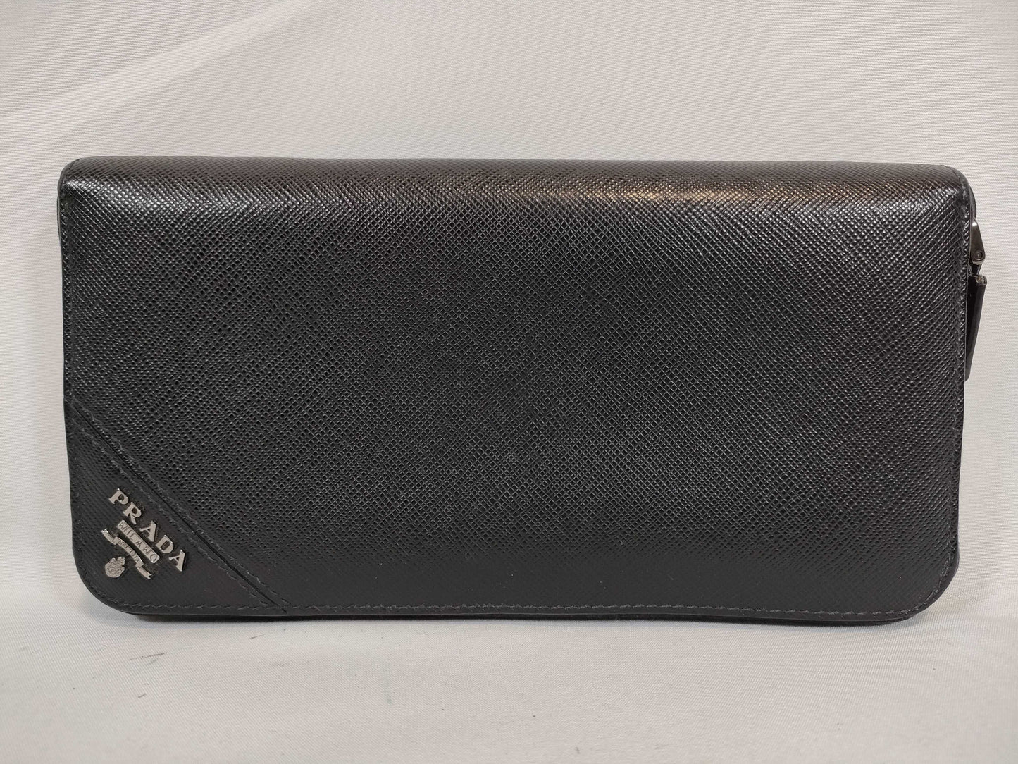 PRADA Prada Safiano Round Zip Long Wallet Black Wallet