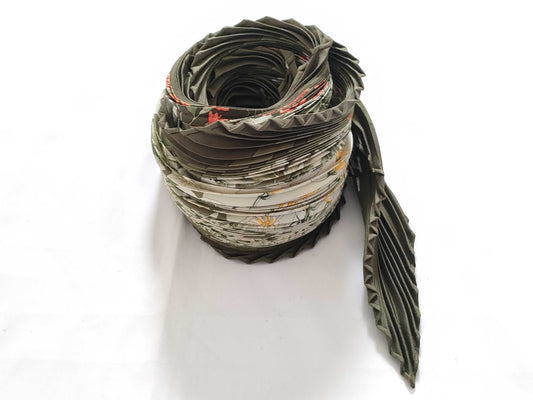 HERMES Carre 90 LA PRAIRIE Silk Pleated Scarf Green Other Accessories