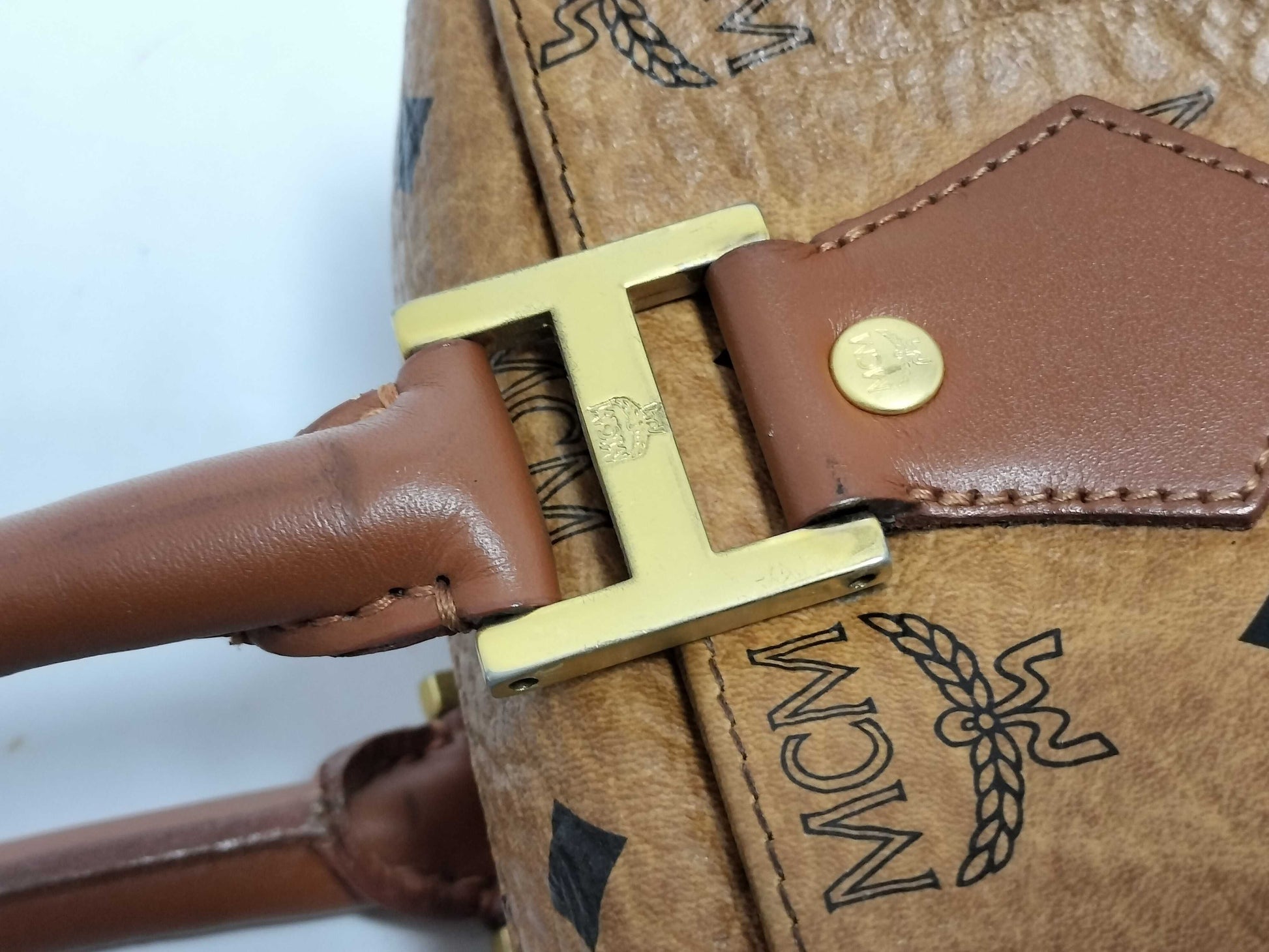 MCM Leather 2way Bag Camel Handbag