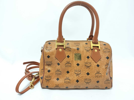 MCM Leather 2way Bag Camel Handbag