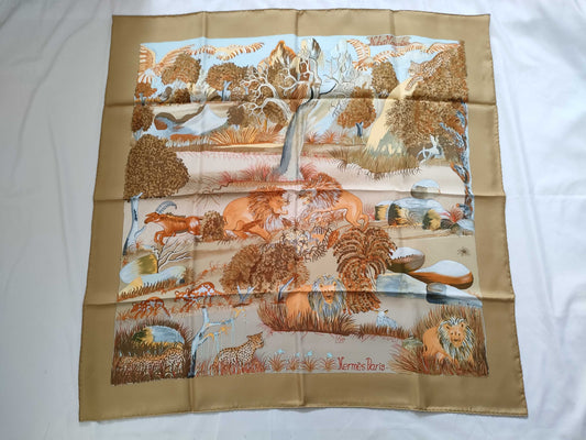 HERMES Carre Hermes Carre 90 Nuba Mountain Silk Scarf Brown Other Accessories