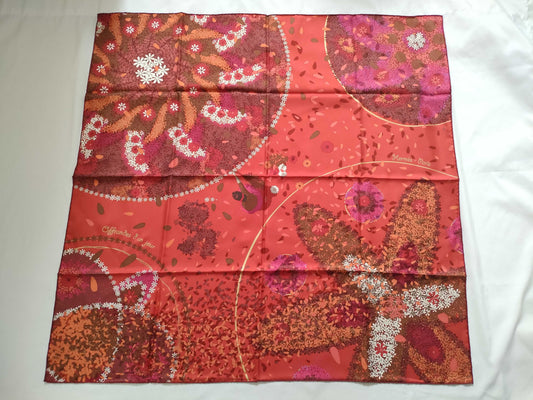 HERMES Carre Hermes Carre 90 Flower Offering Silk Scarf Red Other Accessories