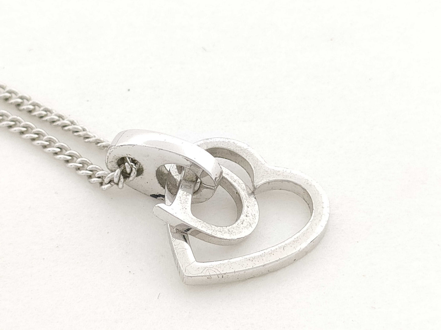 Dior Logo Open Heart Silver 5.5g Necklace