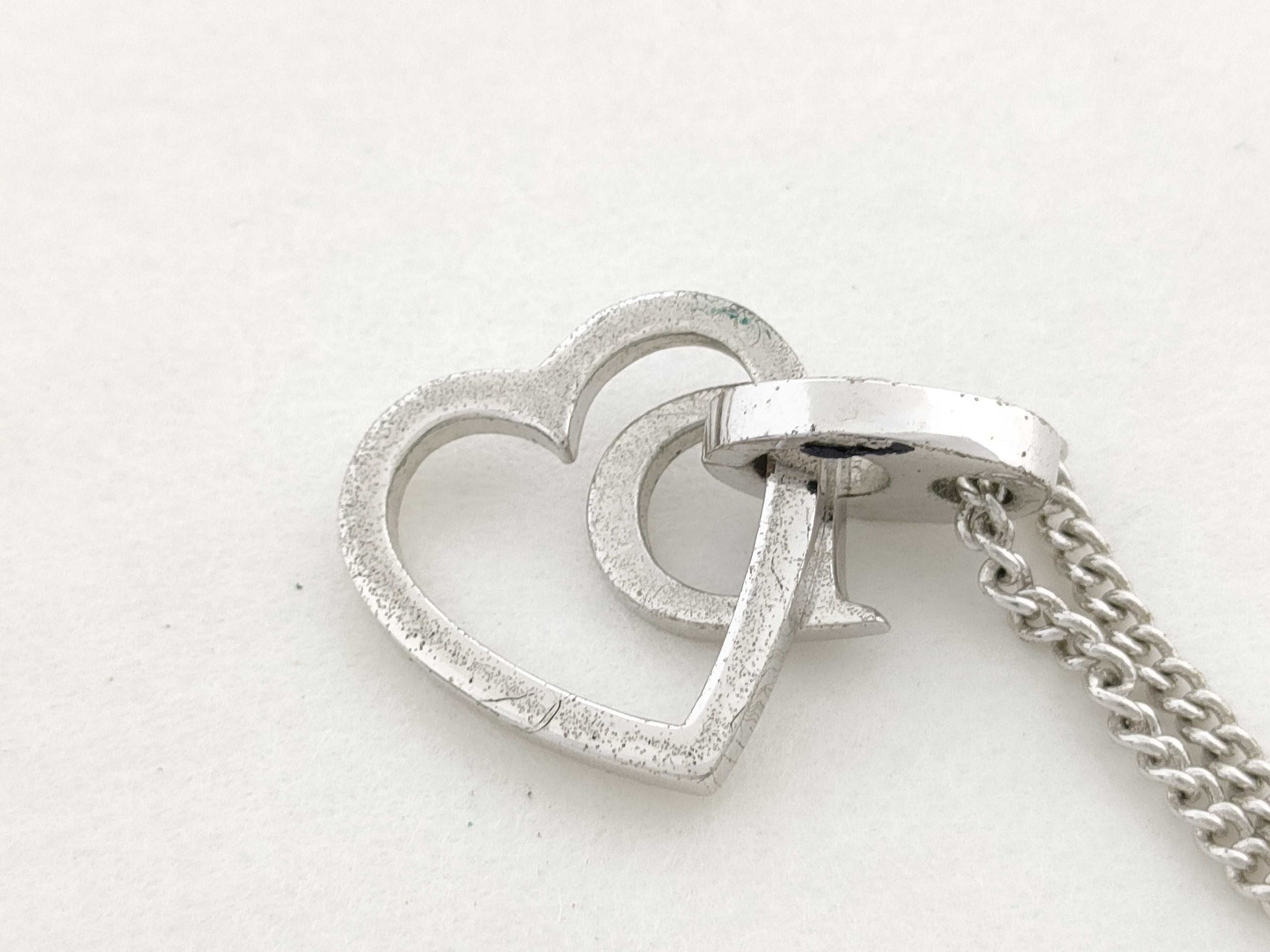 Dior Logo Open Heart Silver 5.5g Necklace