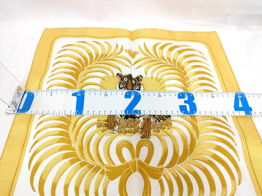 HERMES Carre Hermes Carre 40 Champion Tiger Silk Scarf Yellow Scarf