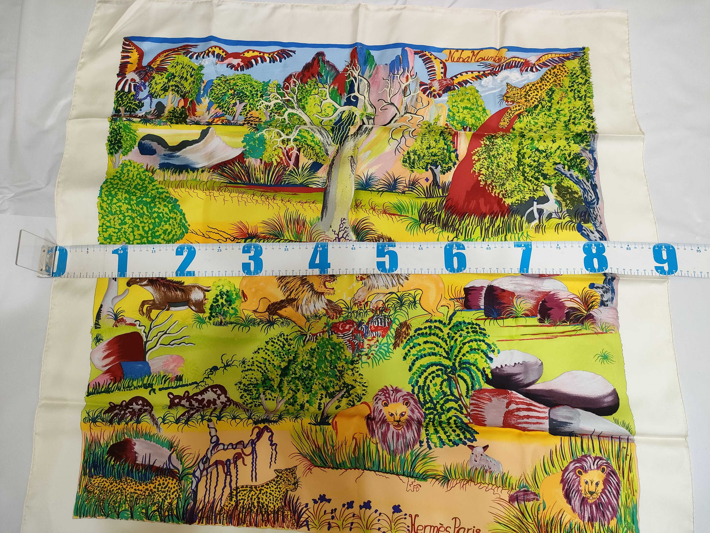 HERMES Carre Hermes Carre 90 Nuba Mountain Silk Scarf Ivory x Multicolor Scarf