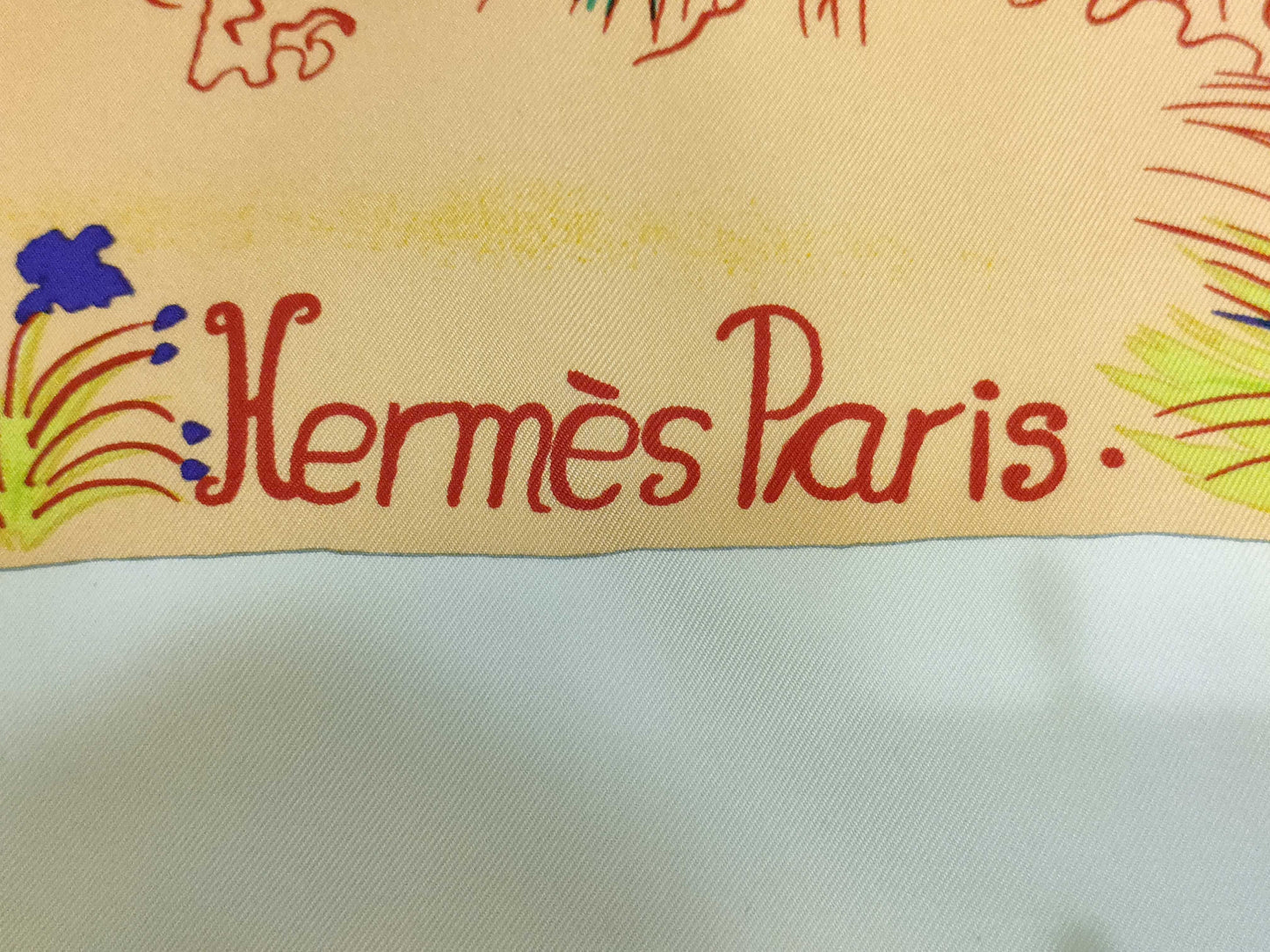 HERMES Carre Hermes Carre 90 Nuba Mountain Silk Scarf Ivory x Multicolor Scarf
