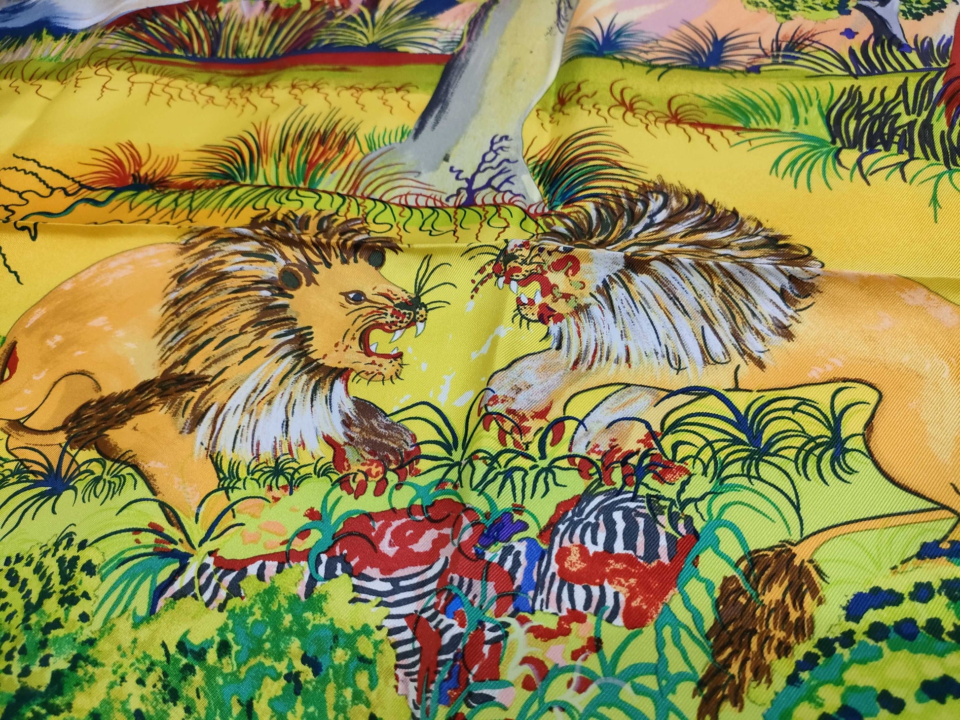 HERMES Carre Hermes Carre 90 Nuba Mountain Silk Scarf Ivory x Multicolor Scarf