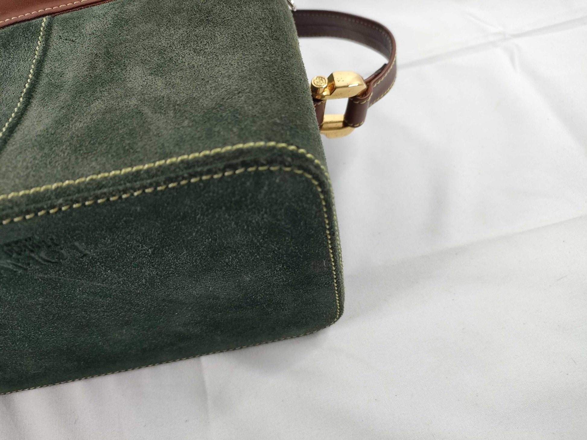 LOEWE Suede x Leather Shoulder Bag Green x Brown Shoulder Bag