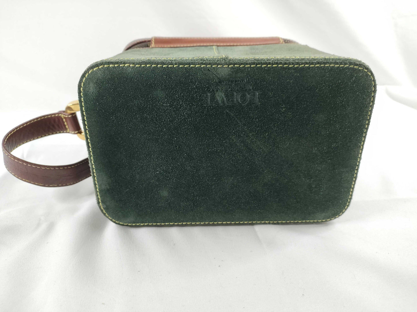 LOEWE Suede x Leather Shoulder Bag Green x Brown Shoulder Bag