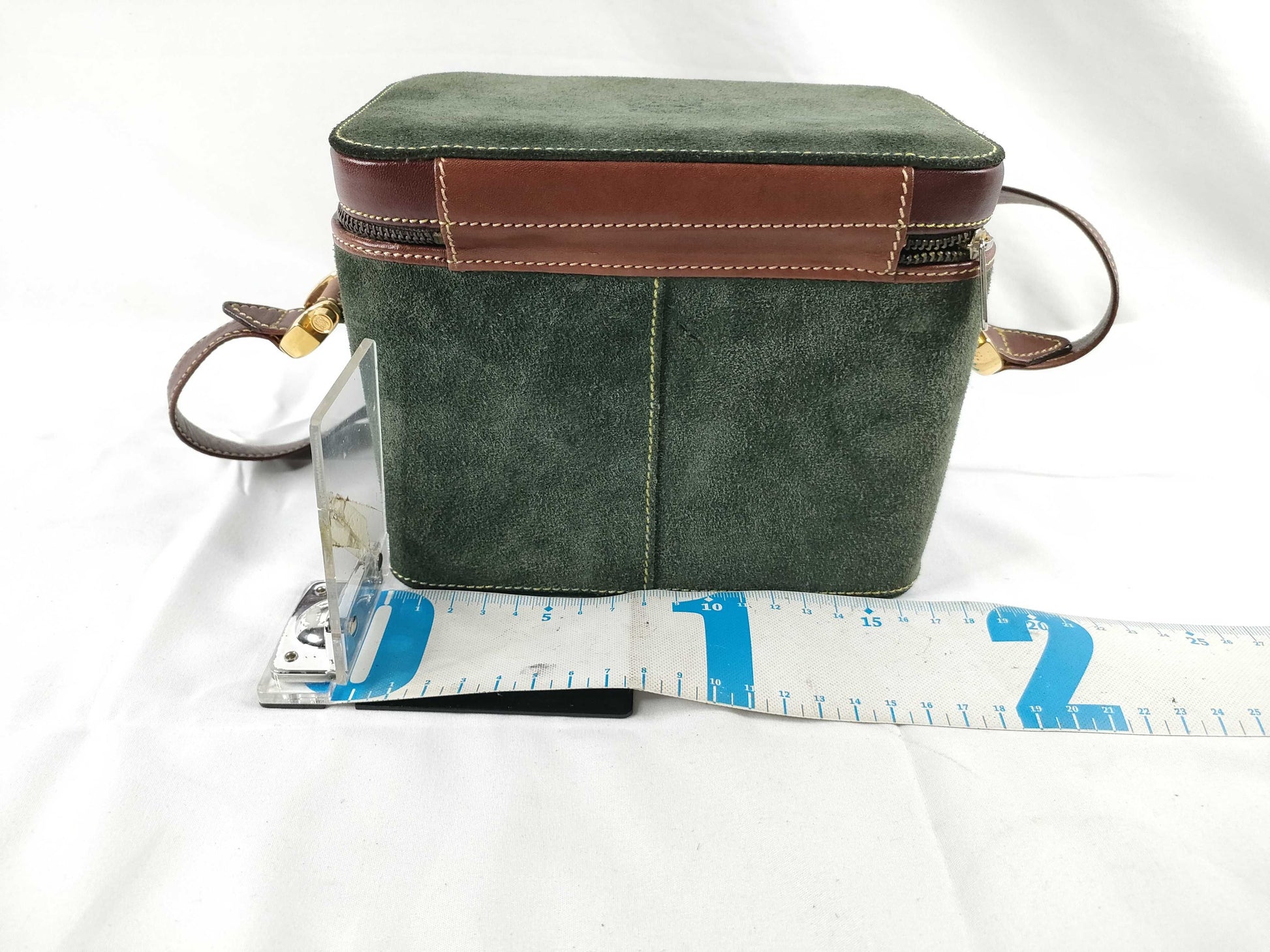 LOEWE Suede x Leather Shoulder Bag Green x Brown Shoulder Bag