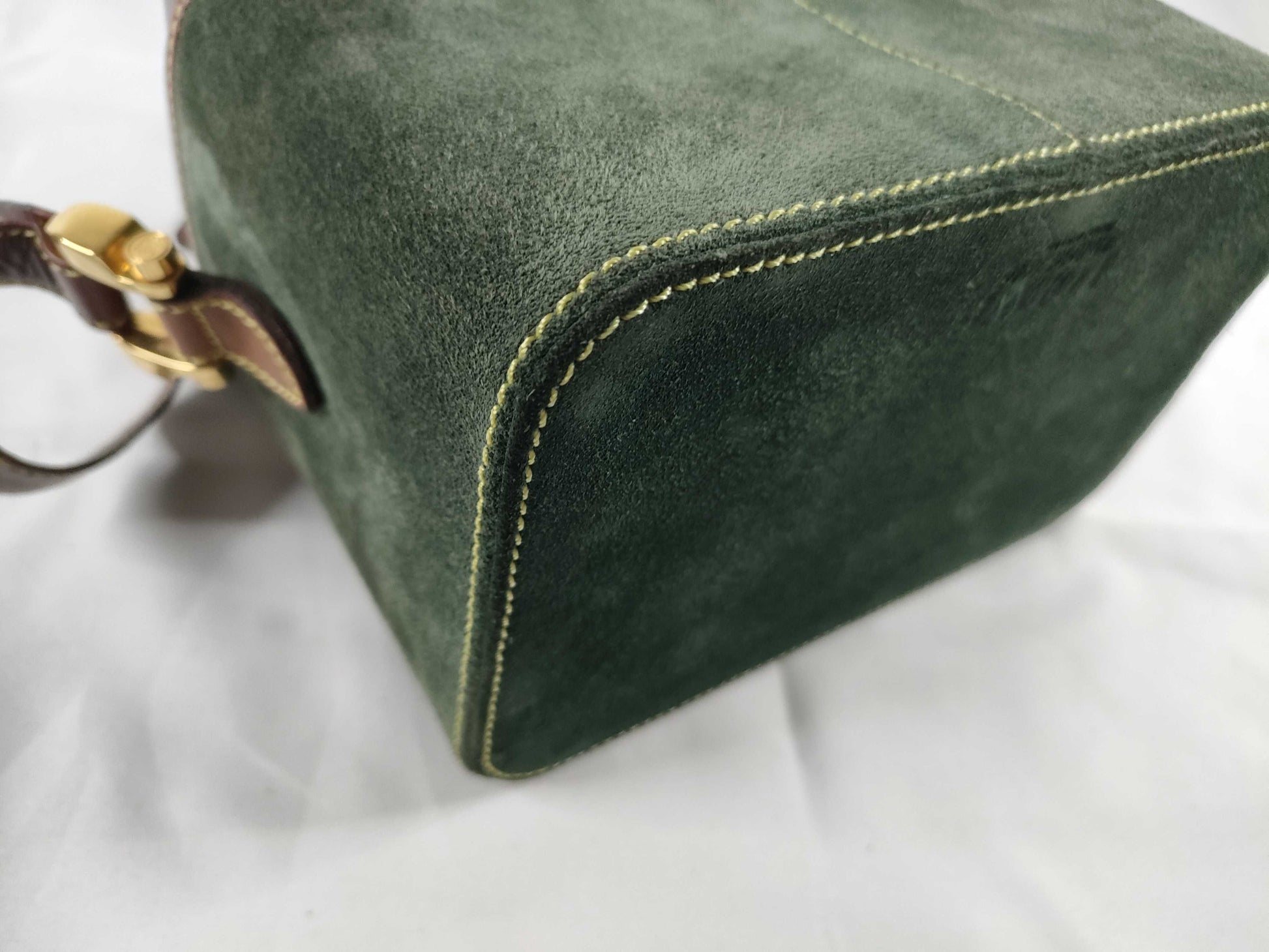 LOEWE Suede x Leather Shoulder Bag Green x Brown Shoulder Bag