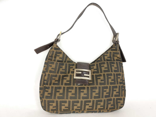 FENDI Zucca Fendi Zucca Nylon Canvas One Shoulder Bag 214526569018 Khaki Shoulder Bag