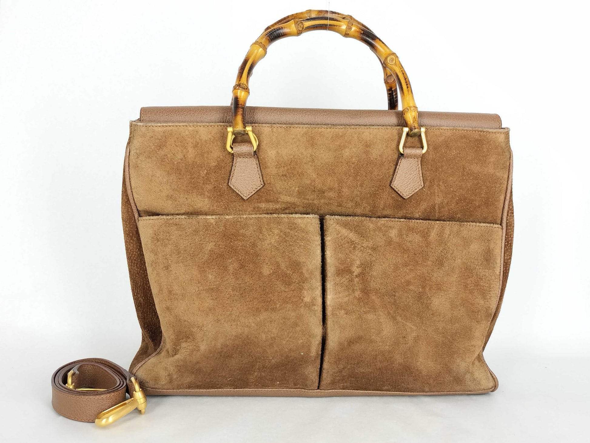 GUCCI Bamboo Gucci Bamboo Suede 2way Handbag 002/123/0322 Brown Handbag