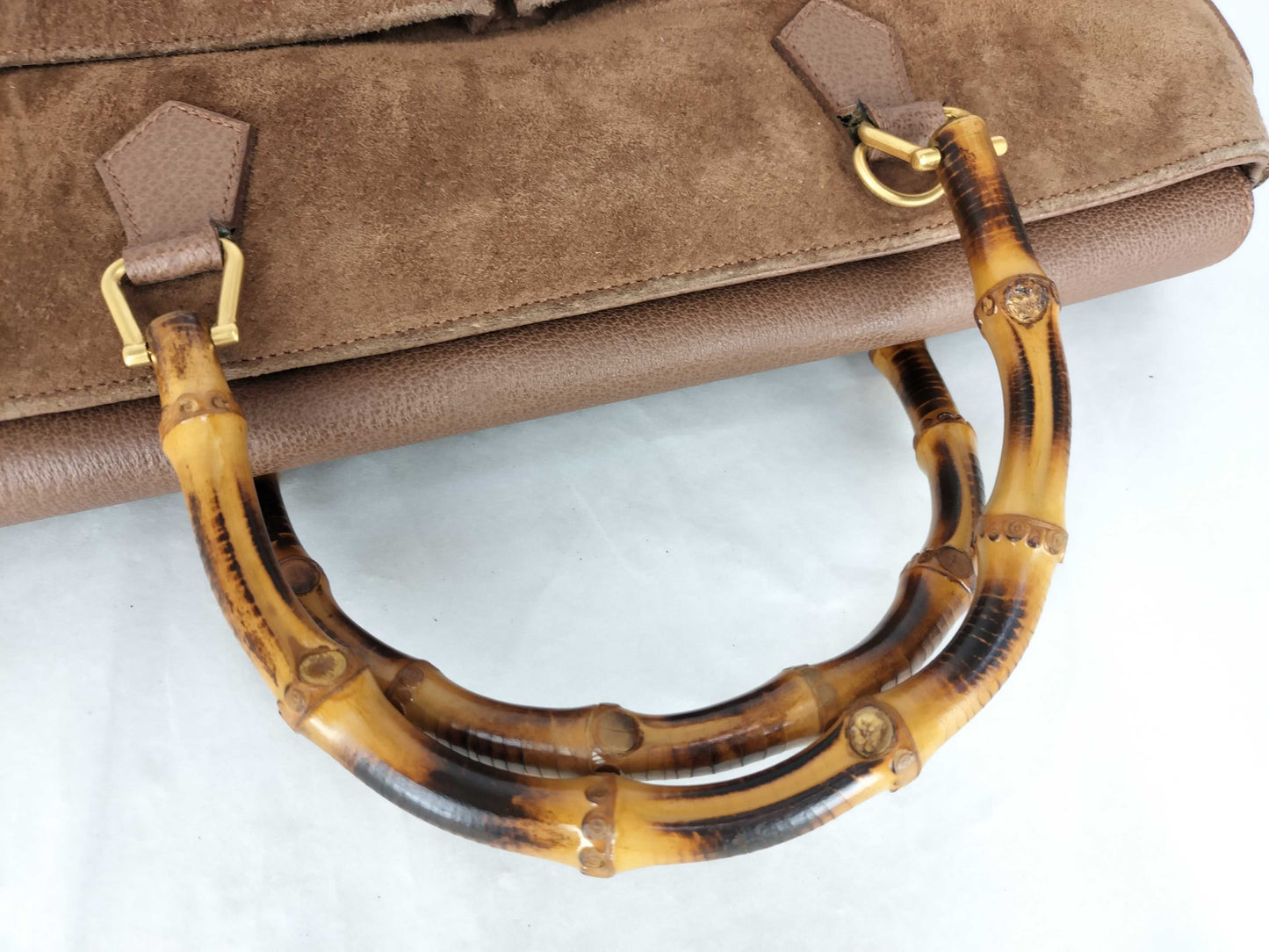 GUCCI Bamboo Gucci Bamboo Suede 2way Handbag 002/123/0322 Brown Handbag