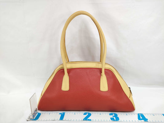 High Class Leather Tote Bag Red x Yellow Handbag