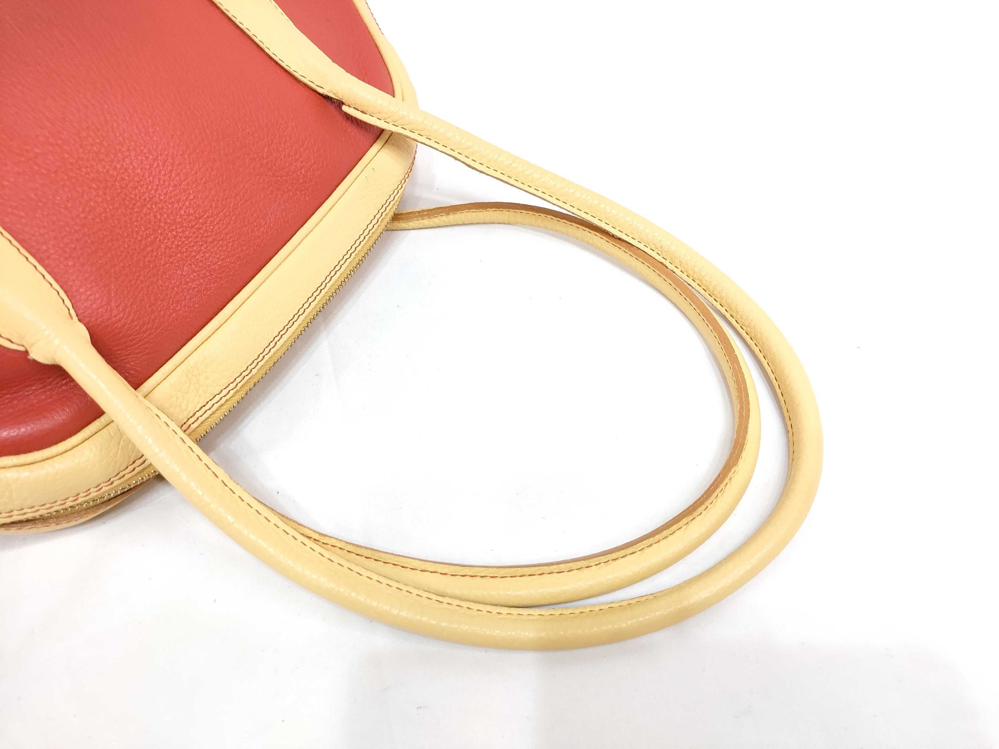 High Class Leather Tote Bag Red x Yellow Handbag