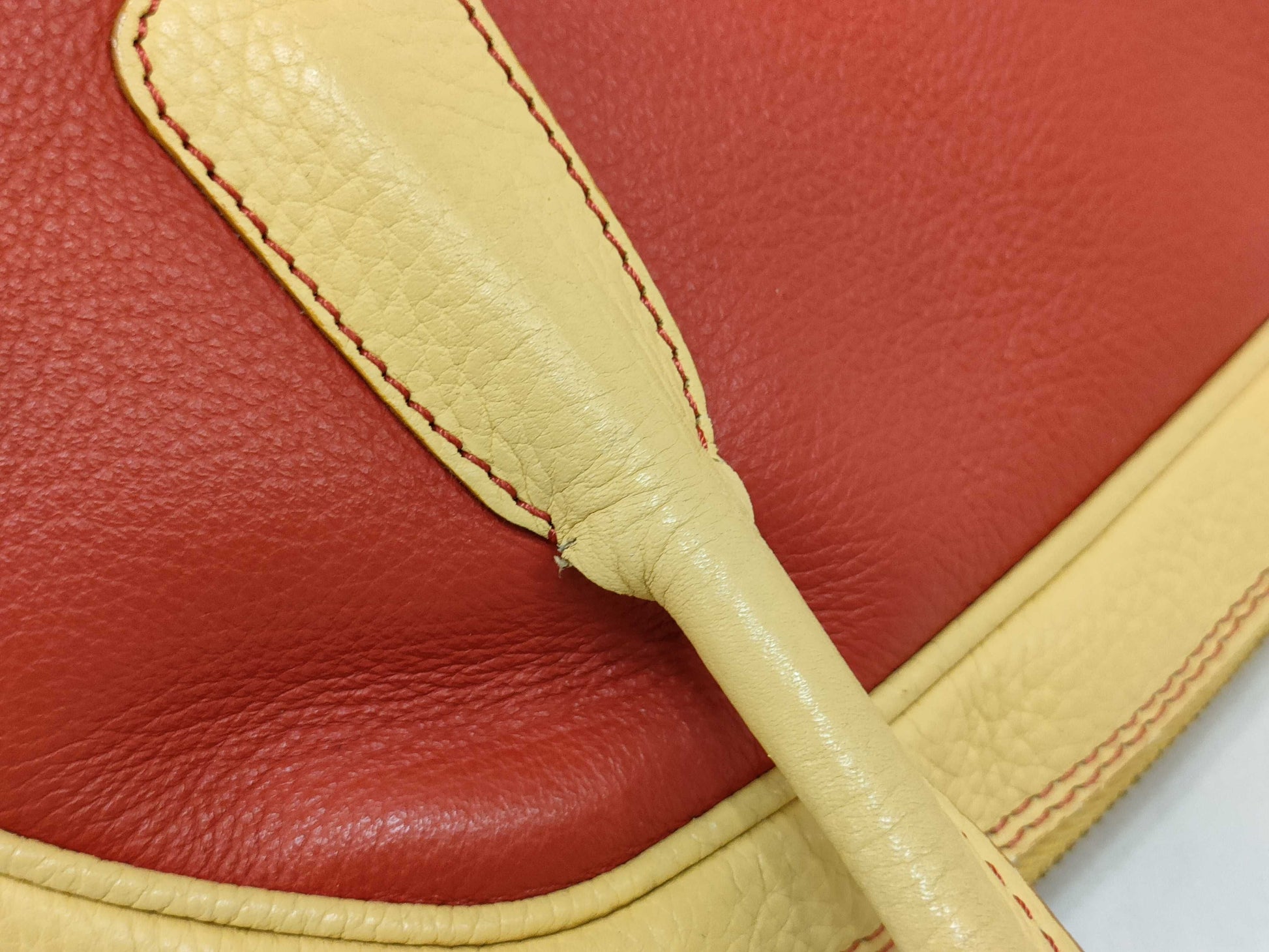 High Class Leather Tote Bag Red x Yellow Handbag