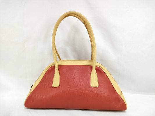 High Class Leather Tote Bag Red x Yellow Handbag