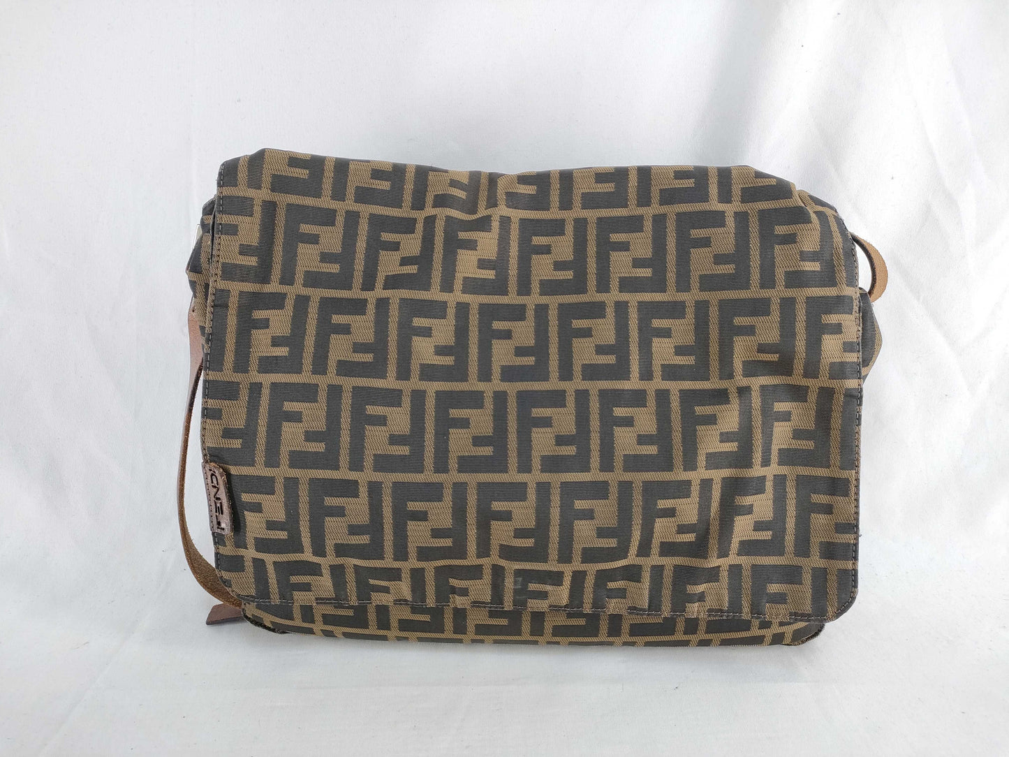 FENDI Zucca Nylon Canvas Shoulder Bag Khaki x Black Shoulder Bag