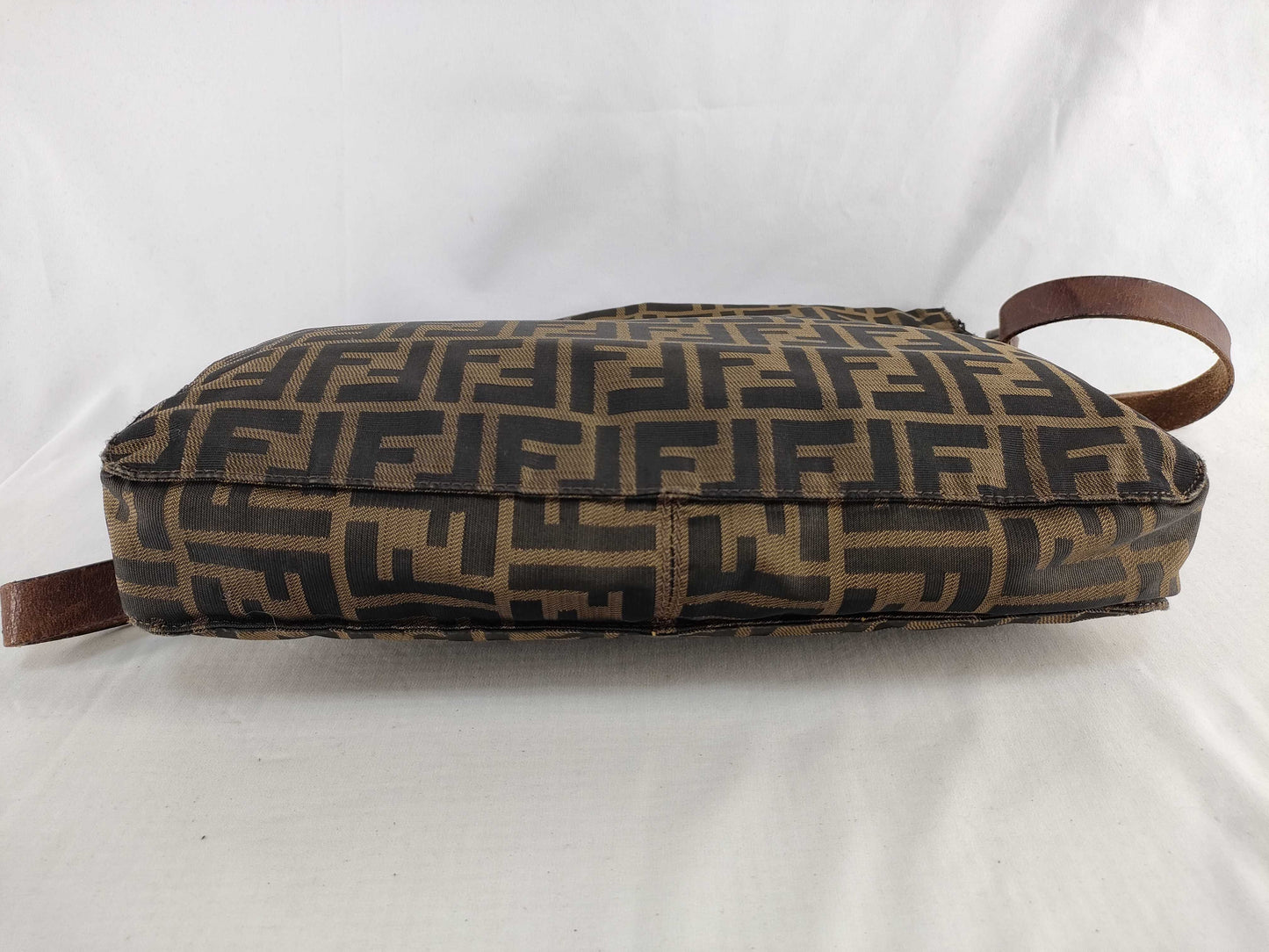 FENDI Zucca Nylon Canvas Shoulder Bag Khaki x Black Shoulder Bag