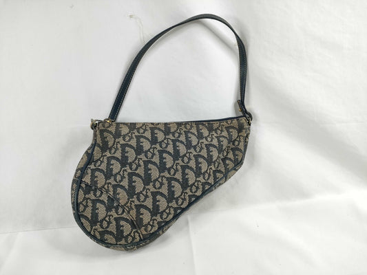Dior Trotter Christian Dior Trotter Canvas Handbag MC1011 Navy x Beige Handbag